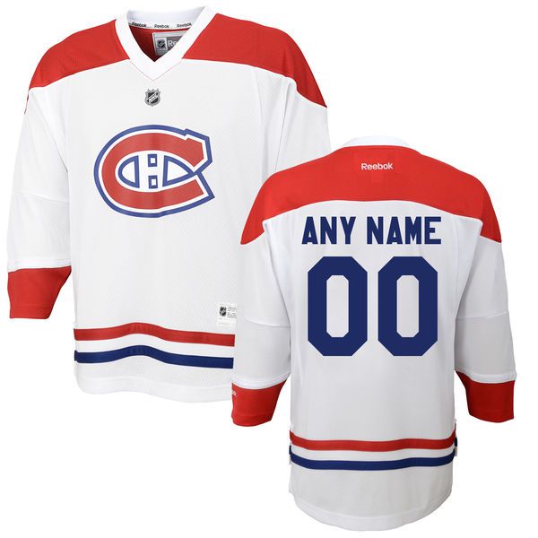 Reebok Montreal Canadiens Youth Replica Away Custom NHL Jersey - White